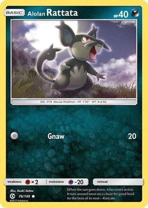 Pokemon TCG - SM Base Set - Alolan Rattata - 76/149 - Reverse Holofoil