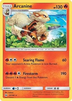Pokemon TCG - SM Base Set - Arcanine - 22/149 - Reverse Holofoil