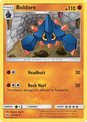 Pokemon TCG - SM Base Set - Boldore - 70/149 - Reverse Holofoil