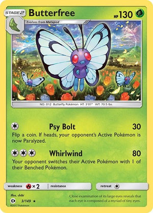Pokemon TCG - SM Base Set - Butterfree - 3/149 - Reverse Holofoil