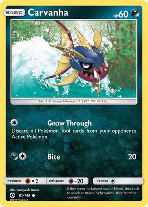 Pokemon TCG - SM Base Set - Carvanha - 81/149 - Reverse Holofoil