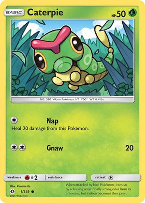 Pokemon TCG - SM Base Set - Caterpie - 1/149 - Reverse Holofoil