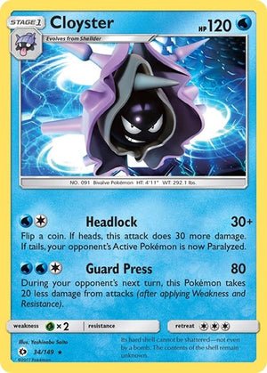 Pokemon TCG - SM Base Set - Cloyster - 34/149