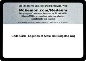 Pokemon TCG - SM Base Set - Code Card - Legends of Alola Tin