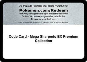 Pokemon TCG - SM Base Set - Code Card - Mega Sharpedo EX Premium Collection