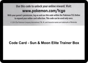 Pokemon TCG - SM Base Set - Code Card - Sun & Moon Elite Trainer Box