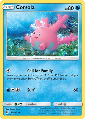 Pokemon TCG - SM Base Set - Corsola - 36/149 - Reverse Holofoil