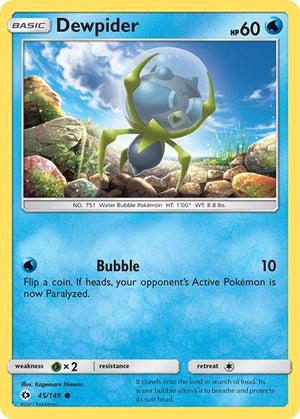 Pokemon TCG - SM Base Set - Dewpider - 45/149 - Reverse Holofoil