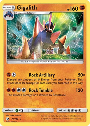Pokemon TCG - SM Base Set - Gigalith - 71/149 - Reverse Holofoil