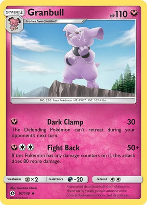 Pokemon TCG - SM Base Set - Granbull - 91/149 - Reverse Holofoil