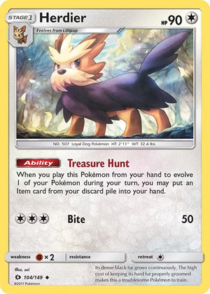 Pokemon TCG - SM Base Set - Herdier - 104/149