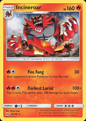 Pokemon TCG - SM Base Set - Incineroar - 26/149 - Reverse Holofoil