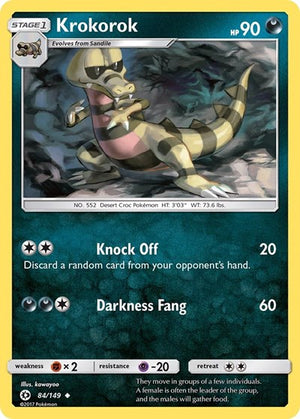 Pokemon TCG - SM Base Set - Krokorok - 84/149 - Reverse Holofoil