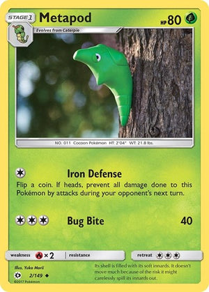Pokemon TCG - SM Base Set - Metapod - 2/149