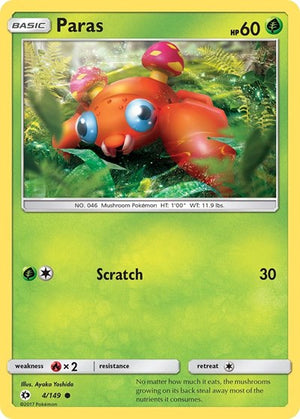 Pokemon TCG - SM Base Set - Paras - 4/149 - Reverse Holofoil