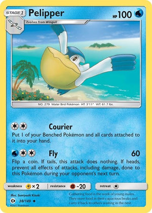 Pokemon TCG - SM Base Set - Pelipper - 38/149 - Reverse Holofoil