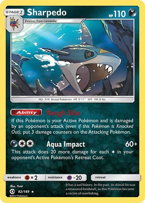 Pokemon TCG - SM Base Set - Sharpedo - 82/149 - Reverse Holofoil