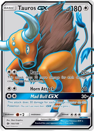 Pokemon TCG - SM Base Set - Tauros GX - 144/149 - Holofoil