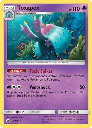 Pokemon TCG - SM Base Set - Toxapex - 63/149 - Holofoil