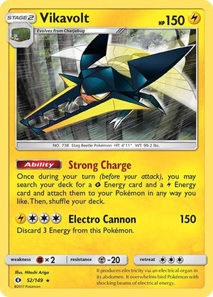 Pokemon TCG - SM Base Set - Vikavolt - 52/149 - Reverse Holofoil