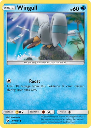 Pokemon TCG - SM Base Set - Wingull - 37/149 - Reverse Holofoil