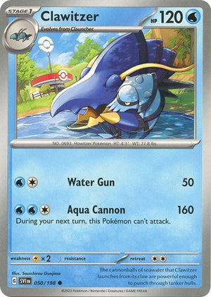 Pokemon TCG - SV01: Scarlet & Violet Base Set - Clawitzer - 050/198 - Reverse Holofoil