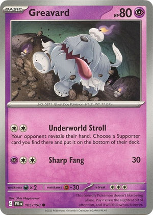 Pokemon TCG - SV01: Scarlet & Violet Base Set - Greavard - 105/198 - Reverse Holofoil