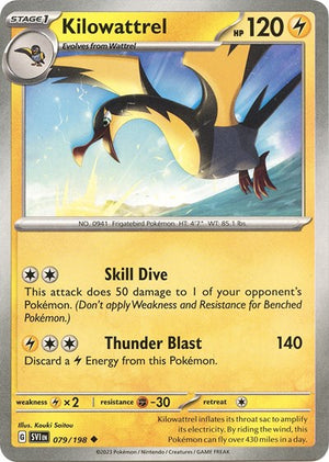Pokemon TCG - SV01: Scarlet & Violet Base Set - Kilowattrel - 079/198 - Reverse Holofoil