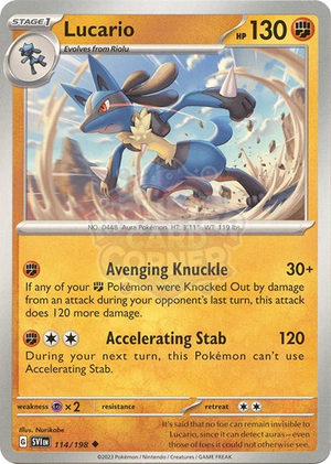 Pokemon TCG - SV01: Scarlet & Violet Base Set - Lucario - 114/198 - Reverse Holofoil