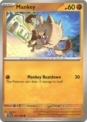 Pokemon TCG - SV01: Scarlet & Violet Base Set - Mankey - 107/198 - Reverse Holofoil