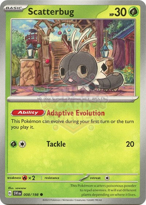 Pokemon TCG - SV01: Scarlet & Violet Base Set - Scatterbug - 008/198 - Reverse Holofoil