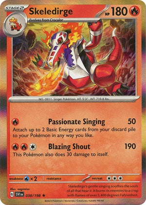 Pokemon TCG - SV01: Scarlet & Violet Base Set - Skeledirge - 038/198 - Reverse Holofoil
