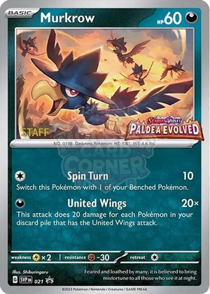 Pokemon TCG - SV: Scarlet & Violet Promo Cards - Murkrow - (Prerelease) [Staff] - SVP 021