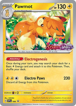 Pokemon TCG - SV: Scarlet & Violet Promo Cards - Pawmot - (Prerelease) [Staff] - SVP 006