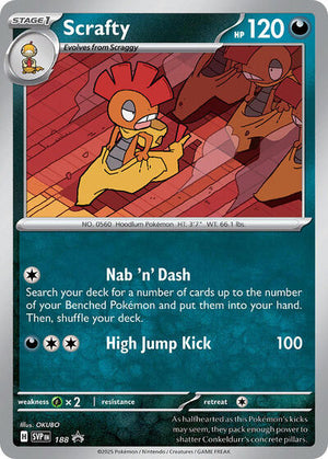 Pokemon TCG - SV: Scarlet & Violet Promo Cards - Scrafty - (Cosmos Holo) - SVP 188