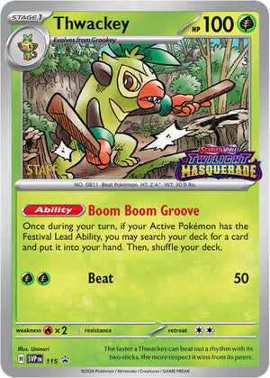 Pokemon TCG - SV: Scarlet & Violet Promo Cards - Thwackey - (Prerelease) [Staff] - SVP 115