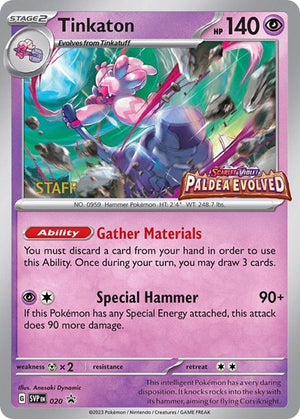Pokemon TCG - SV: Scarlet & Violet Promo Cards - Tinkaton - 020 (Prerelease) [Staff] - SVP 020