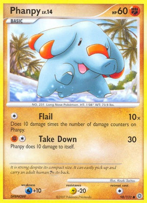 Pokemon TCG - Secret Wonders - Phanpy - 98/132 - Reverse Holofoil