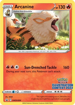 Pokemon TCG - SWSH: Sword & Shield Promo Cards - Arcanine - (Illustration Contest 2022) - SWSH304