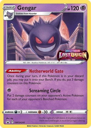 Pokemon TCG - SWSH: Sword & Shield Promo Cards - Gengar - (Prerelease) (Staff) - SWSH241