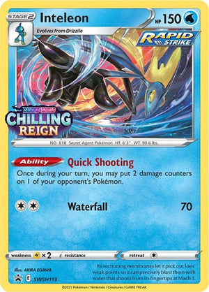 Pokemon TCG - SWSH: Sword & Shield Promo Cards - Inteleon - (Prerelease) - SWSH113