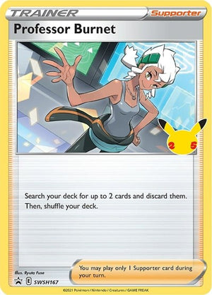 Pokemon TCG - SWSH: Sword & Shield Promo Cards - Professor Burnet - (25th Anniversary Stamp) - SWSH167