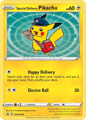 Pokemon TCG - SWSH: Sword & Shield Promo Cards - Special Delivery Pikachu - SWSH074