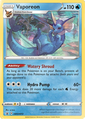 Pokemon TCG - SWSH: Sword & Shield Promo Cards - Vaporeon - SWSH072