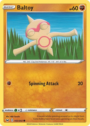 Pokemon TCG - SWSH01: Sword & Shield Base Set - Baltoy - 102/202 - Reverse Holofoil