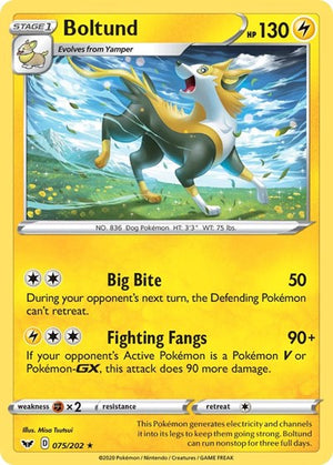 Pokemon TCG - SWSH01: Sword & Shield Base Set - Boltund - 075/202 - Holofoil