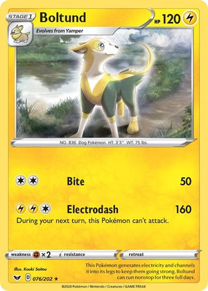 Pokemon TCG - SWSH01: Sword & Shield Base Set - Boltund - 076/202 - Reverse Holofoil
