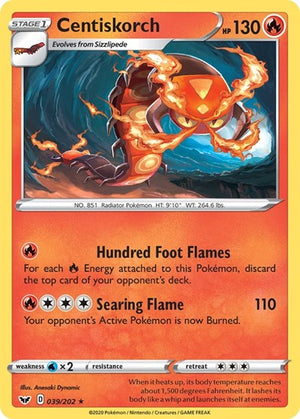 Pokemon TCG - SWSH01: Sword & Shield Base Set - Centiskorch - 039/202