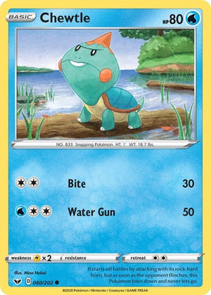 Pokemon TCG - SWSH01: Sword & Shield Base Set - Chewtle - 060/202 - Reverse Holofoil