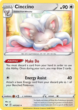 Pokemon TCG - SWSH01: Sword & Shield Base Set - Cinccino - 147/202